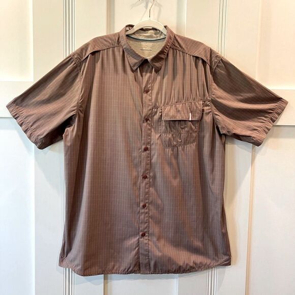 Columbia Men's Omni-Shade Short Sleeve Shirt Brown XL - Picture 1 of 10